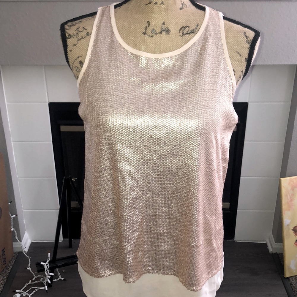 Pale pink sequin tank top